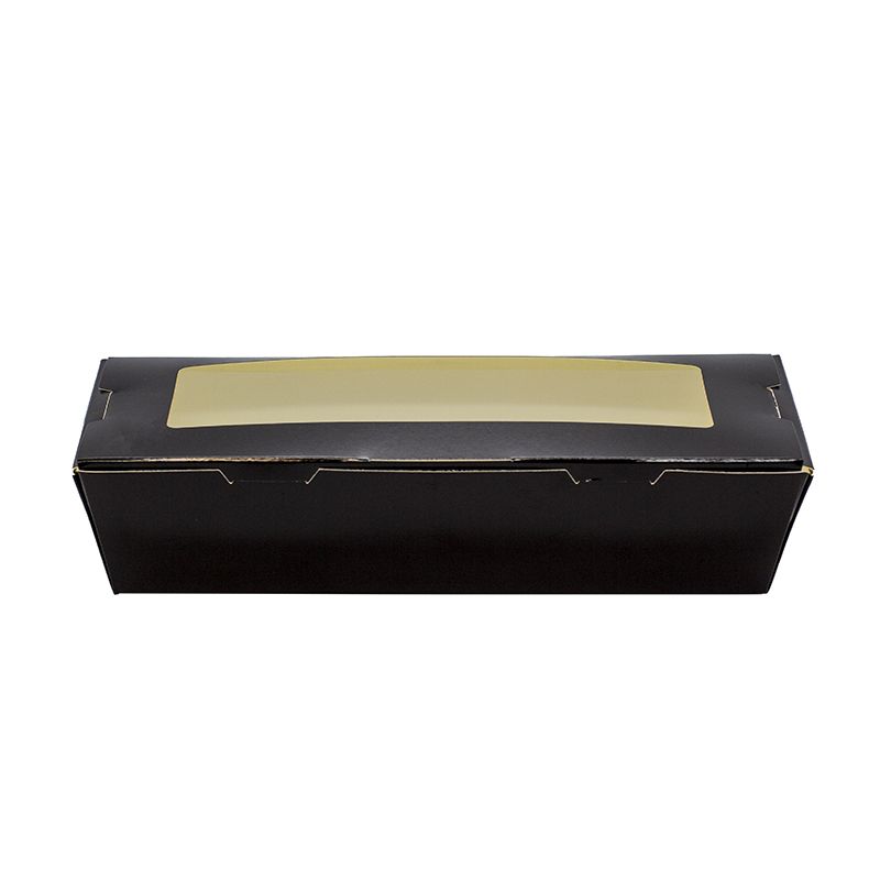 BOX SUSHI Paper -PLA windows LONG 205x90x45 mm Black