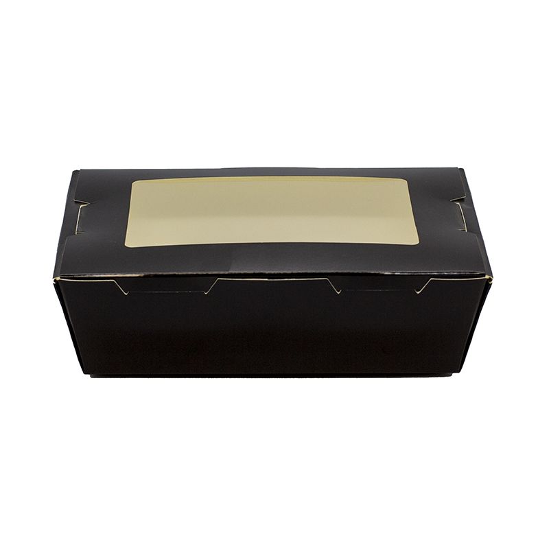 BOX SUSHI Paper -PLA windows - size M - 165x115x45 mm Black