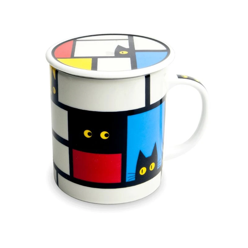 Tea mug with filter Black Cat Ø8 cm | H9 cm 6040793