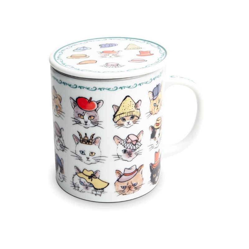 Tea mug with filter Cats with hats Ø8 cm | H9 cm 6040792