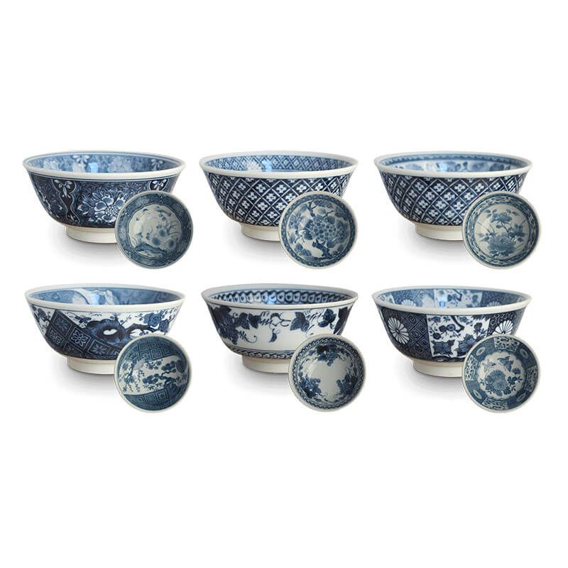 Japanese Bowls Blue Pattern, mix 6 | Ø15 cm | H7 cm 6040874