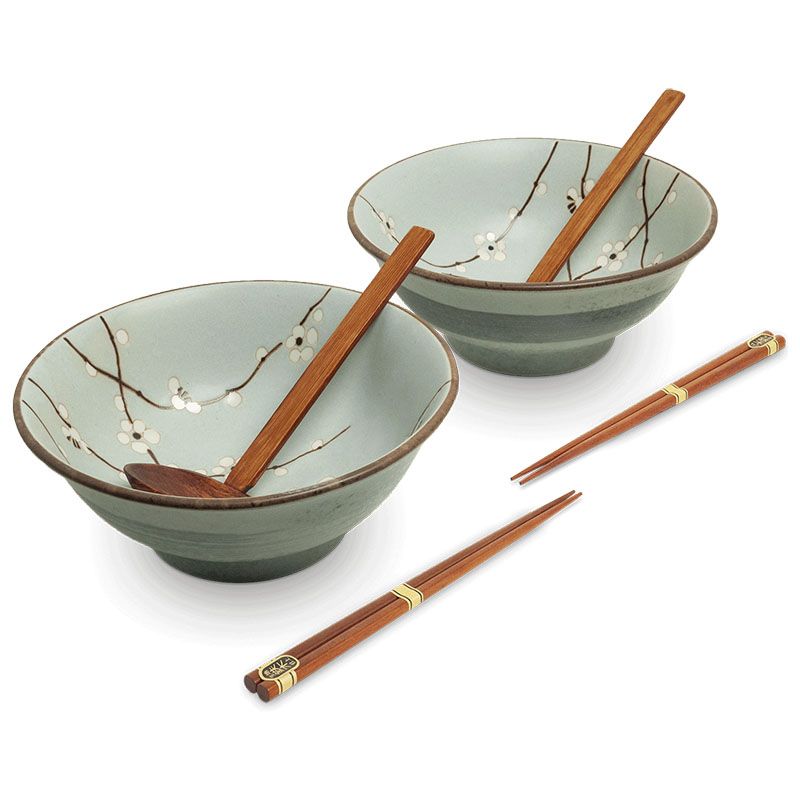 Japanese Ramen bowl set 2 pcs Hana Light Green Ø22 cm | H9 cm 6050101