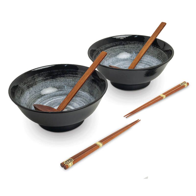 Japanese Ramen bowl set 2 pcs Kuro Ø22 cm | H9 cm 6050110