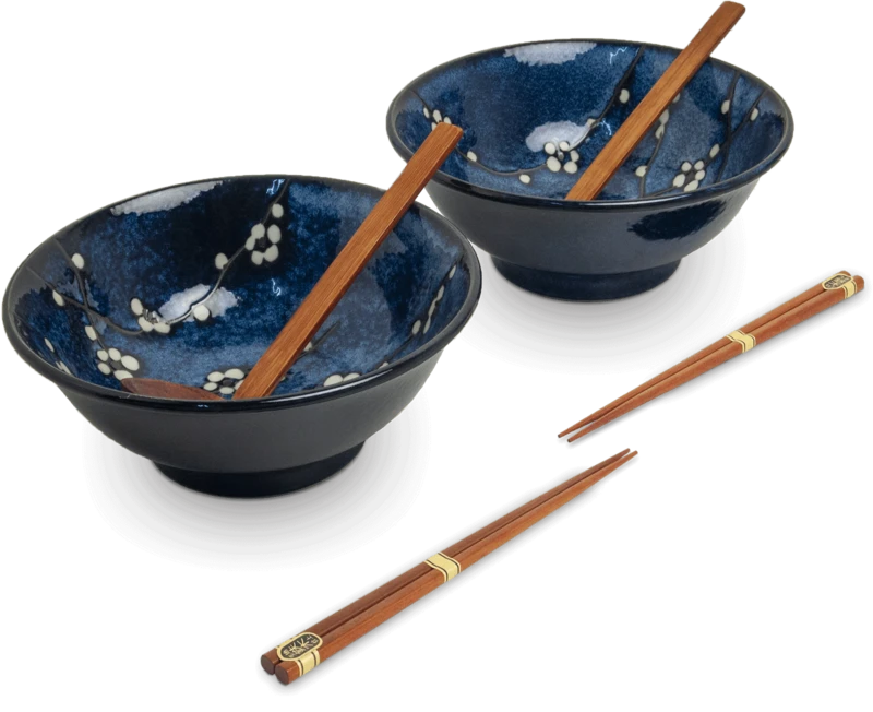 Japanese bowls set of 2 - Hana Blue Ø22 cm | H9 cm 6050851
