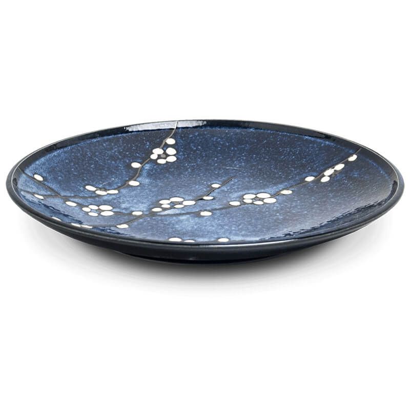 Japanese Plate Hana Blue Ø25,5 cm |  H3,8 cm 6040841