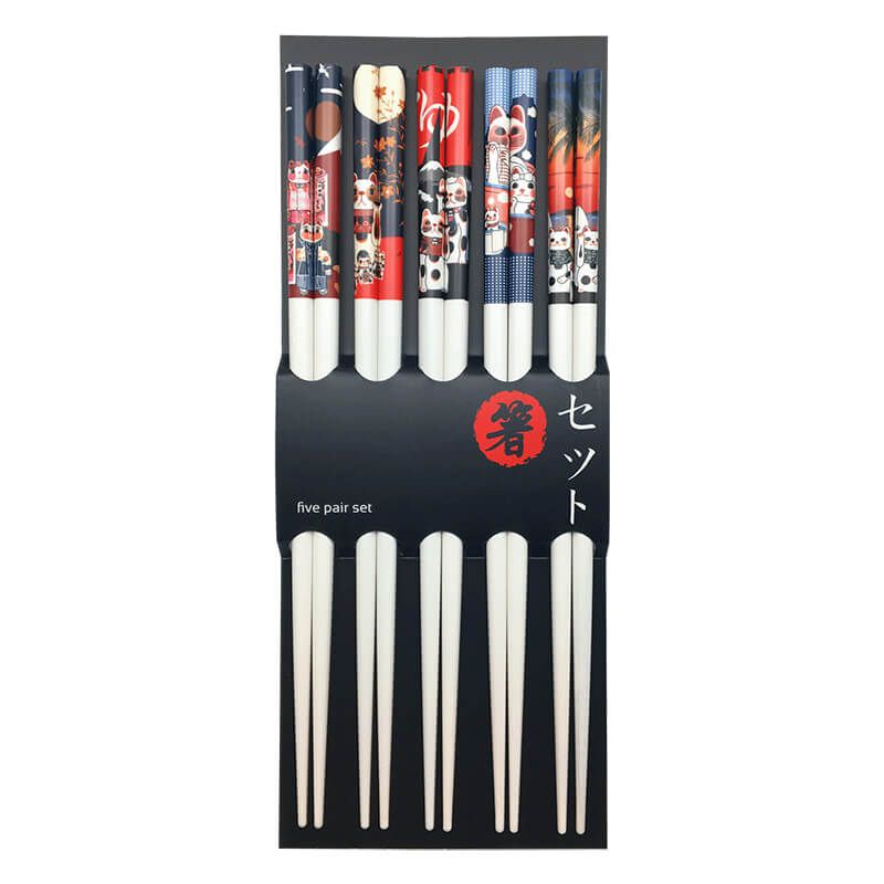 Chopsticks - set of 5 pairs | 22,5 cm Lucky Cats 6006213