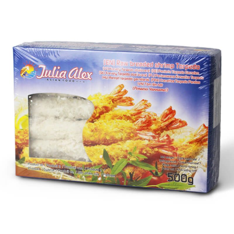 Raw breaded shrimp Torpedo - frozen JULIA ALEX 500g