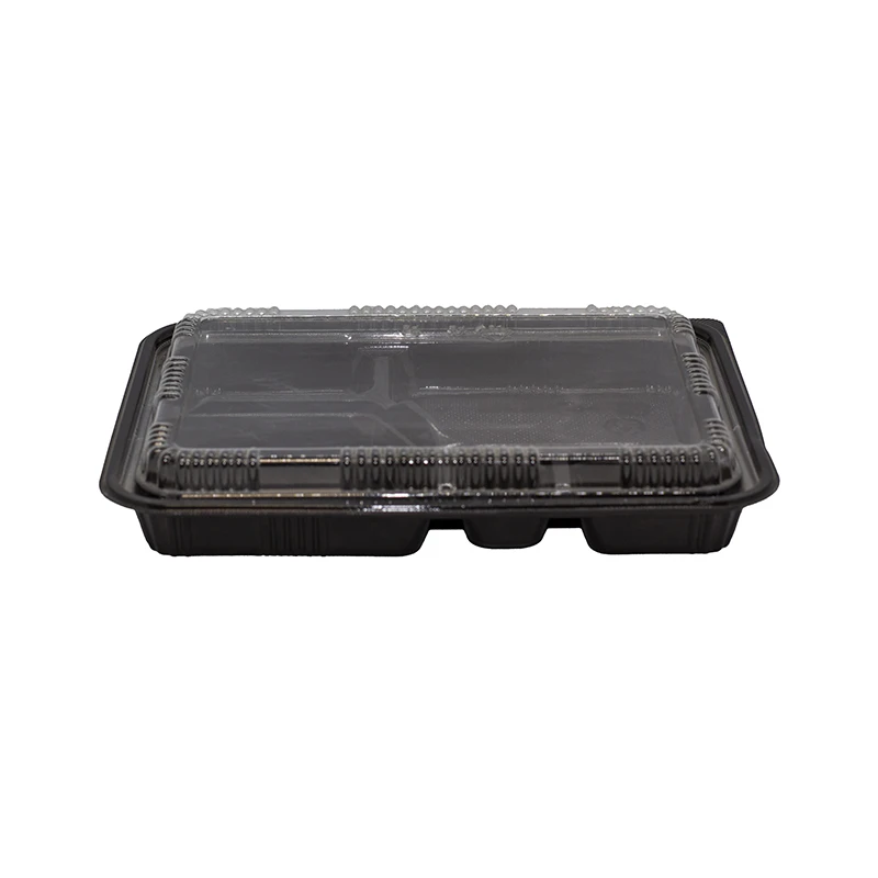 Sushi bento plastic 5 compartment box OP - 306 Black